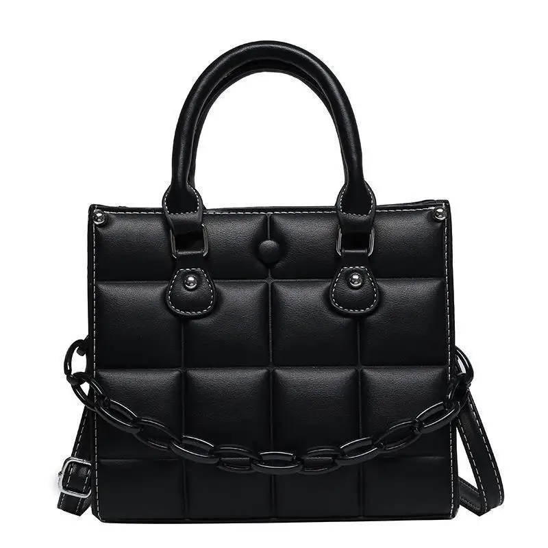 

Women's bag 2021 autumn and winter ZA new fashion Messenger Bag Black Lingge personalized portable small square bag