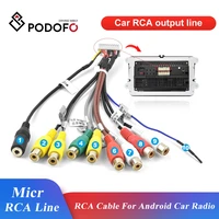podofo car stereo receiver radio rca output wire aux in adapter cable car line out adapter subwoofer microphone adapter cable