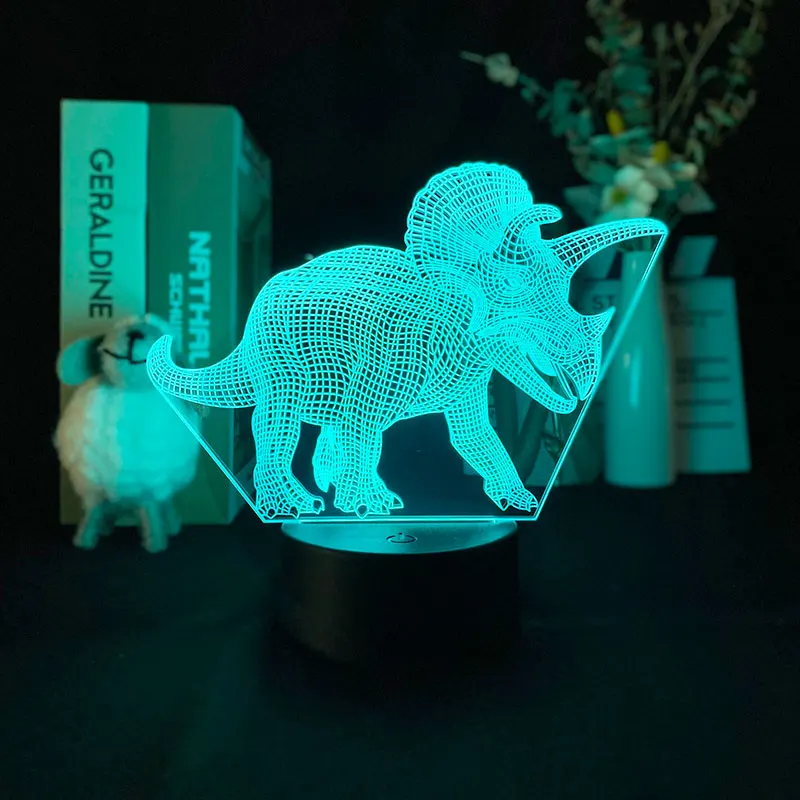 

Touch Sensor Bright APP Control Base 3D Lamp Light Evening Colorful Atmosphere Unique Triceratops Dinosaur Animal Multi-color