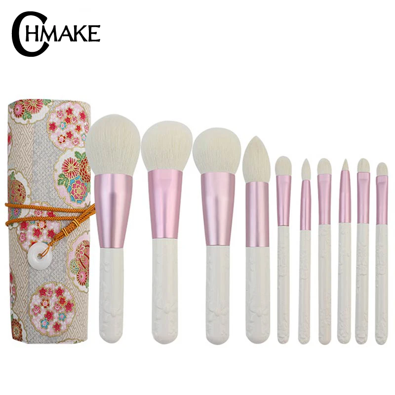 CHMAKE жемчужные белые/розовые золотые Профессиональные кисти для макияжа набор
