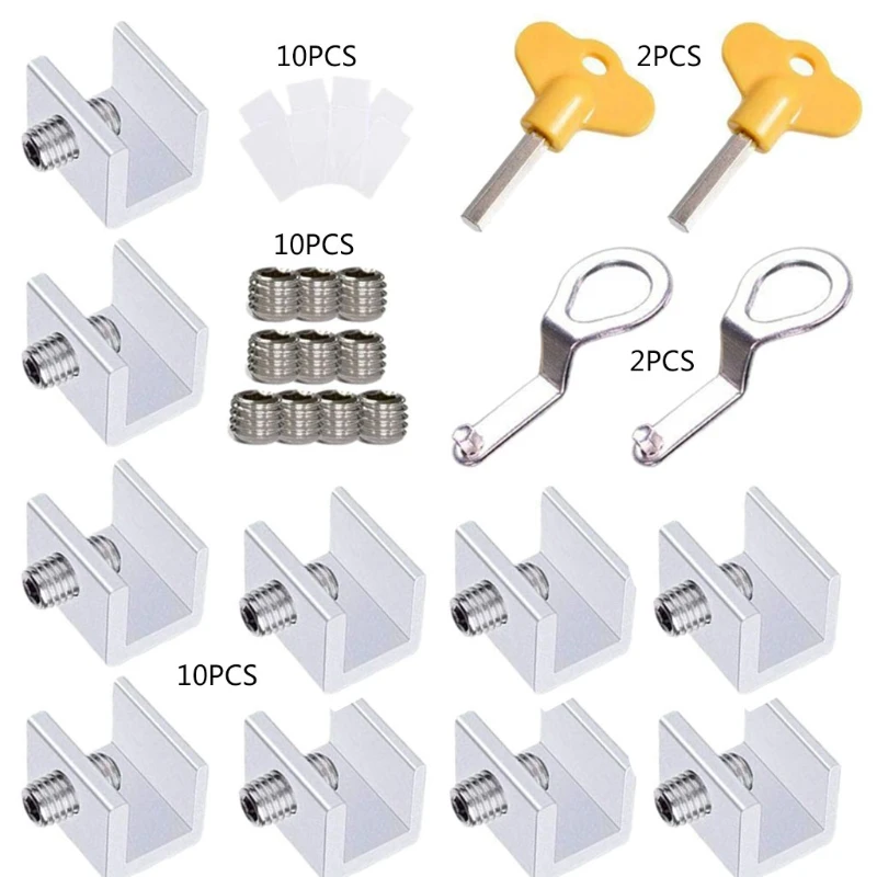 P15D 10PCS Adjustable Sliding Window Locks Stop Aluminum Alloy Door Frame Security Lock Child Window Locks with KeysHome Office