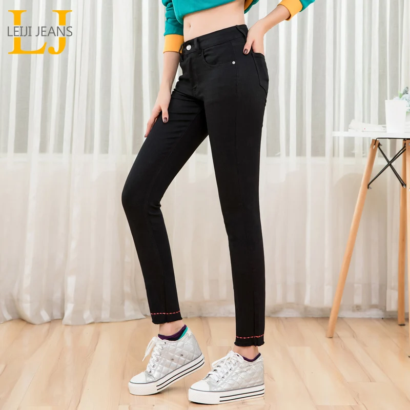 Женские классические джинсы LEIJIJEANS повседневные с вышивкой со средней талией