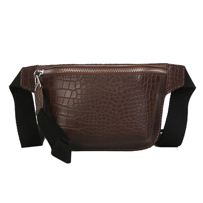 

Casual Waist Bag for Women Alligator Leather Fanny Pack Phone Pouch Chest Packs Ladies Wide Strap Belt Bag Female Crossbo