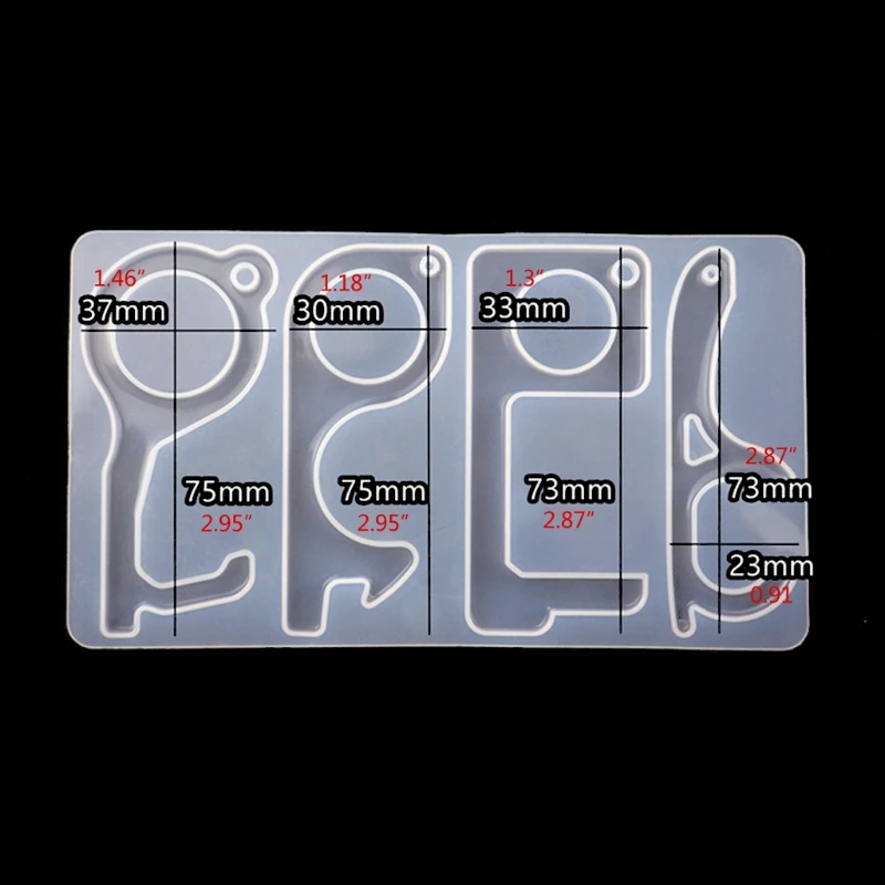 

Y1UE Zero Touch Keychain Resin Casting Mold Open Door Helper Contactless Keyring Mold