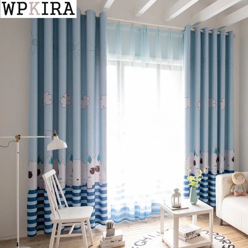 Мультфильм Шторы для Гостиная синие штаны с принтом &quotКот&quot шторы узором