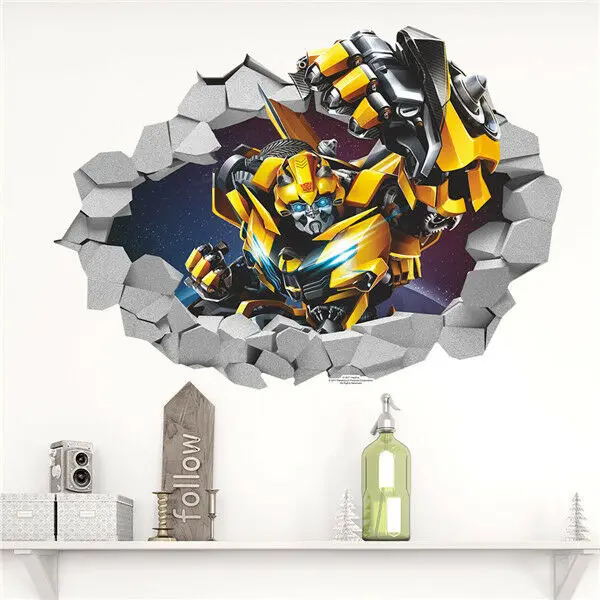 3d-трансформеры Bumblebee огромная Съемная стена фотообои 70x50 см настенные наклейки
