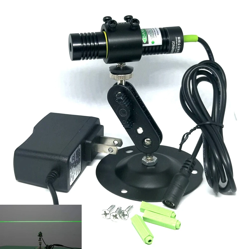 

532nm 10mw Green Line Ray Laser Diode Module w/ AC Adapter Locator Lasers 18x75mm