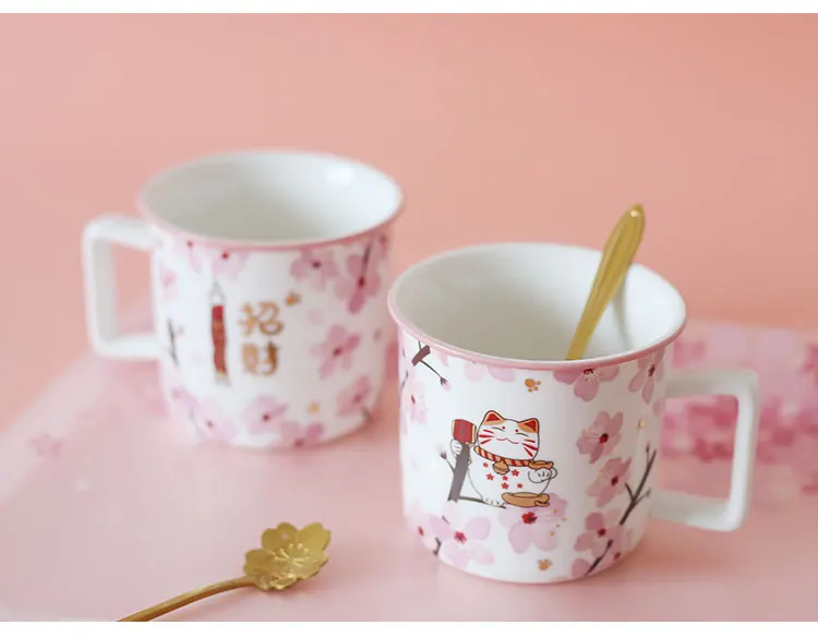 Oussirro креативный стиль Hello Lucky Kitty кошка молоко чай кофе кружки с ложкой костюм дети милые и комнаты украшения чашки воды
