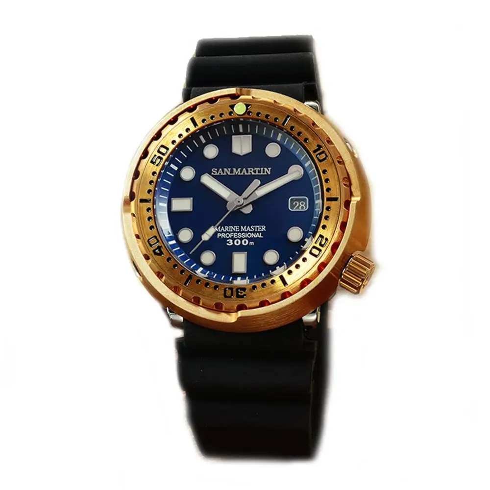 

San Martin Male Bronze Tuna SBBN015 Automatic Watches Sapphire Crystal 300M Water Resistant Mechanical Diving Watch Men gift new