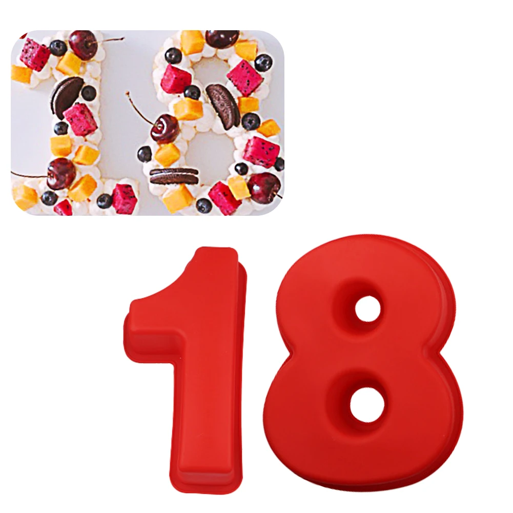 

10pcs/set Cake Mold Soft Silicone Wedding Birthday Kitchen Decorative DIY Large Number Non Stick Craft Home Gift Baking Pan