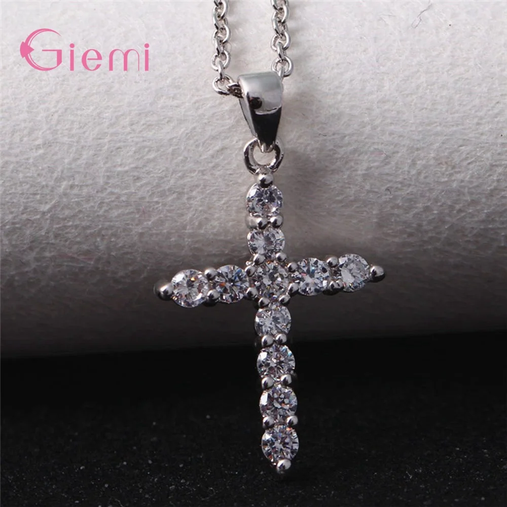 Женское и мужское ожерелье с кулоном в виде креста из стерлингового серебра 925