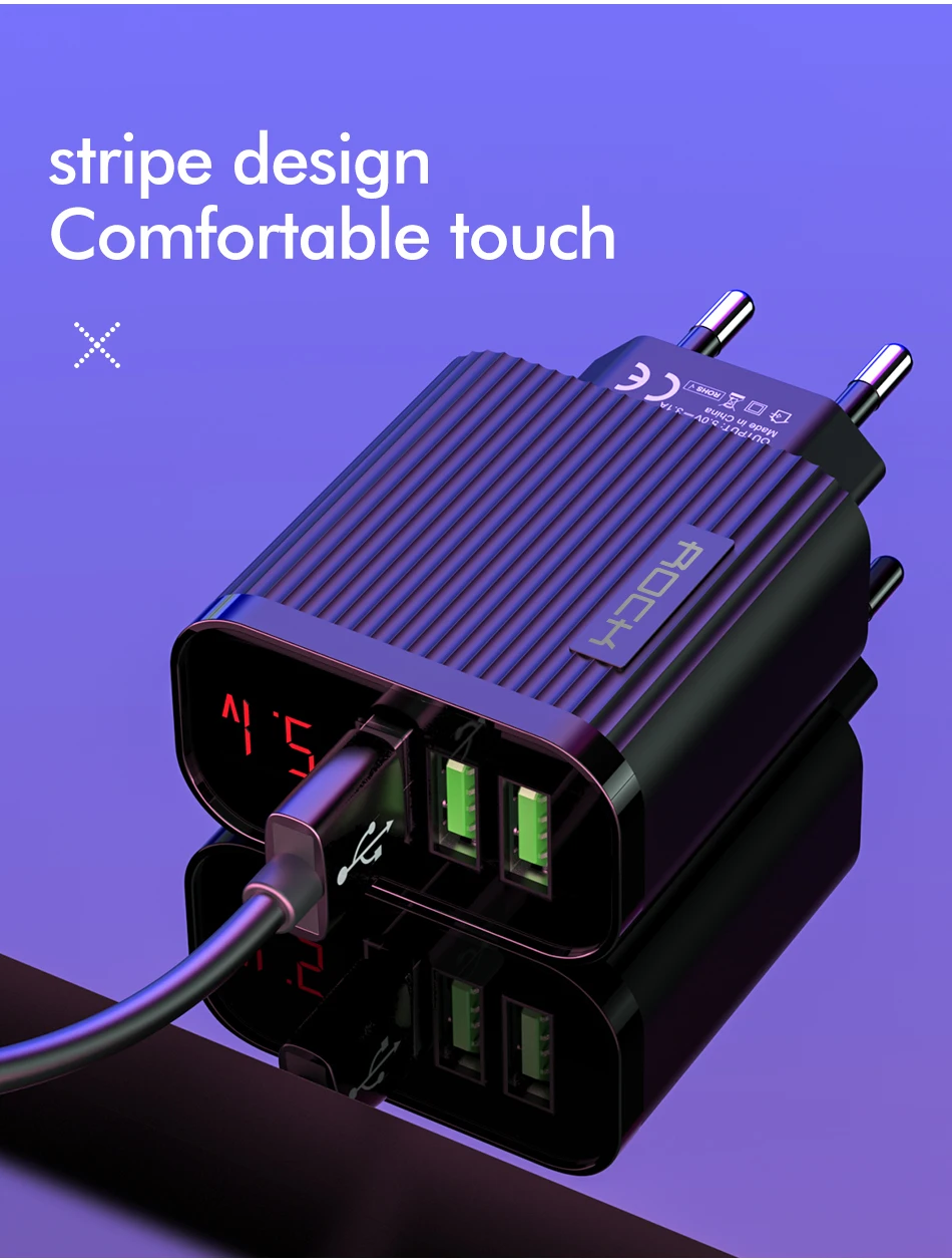 ROCK Цифровое зарядное устройство для телефона с 3 портами USB 3A Max умное быстрое зарядное устройство для путешествий настенное зарядное устройство адаптер для iPhone samsung Xiaomi