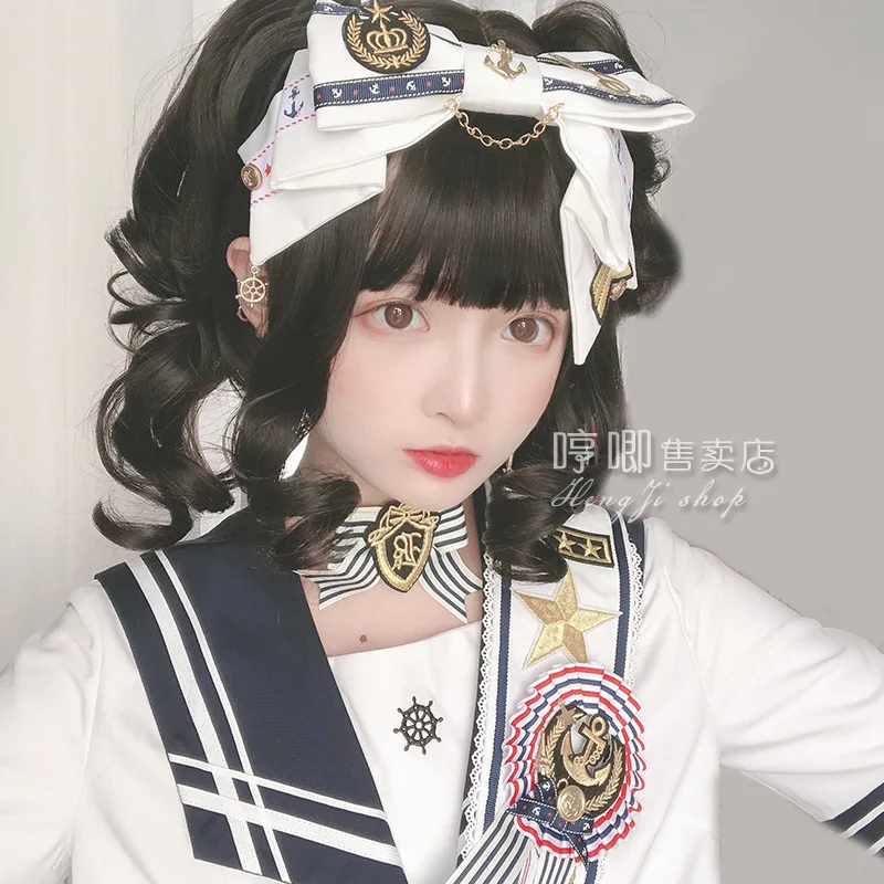 

Heng Ji Lolita Harajuku Красная Шапка японский двойной конский хвост длинные вьющиеся волосы женский парик Лолита с круглым лицом парик Лолита