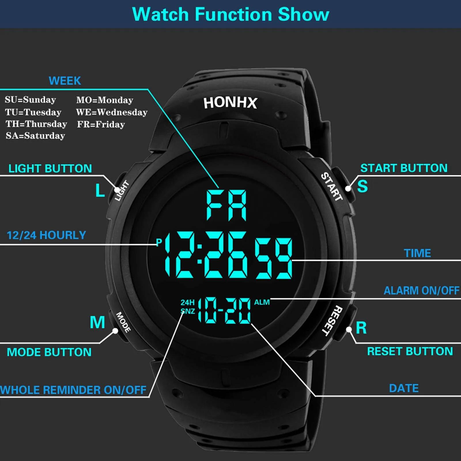 

Mens Digital LED Watch Date Sport Men Outdoor Electronic Watch Relogio Automatico Masculino Relogios Digitais Masculino