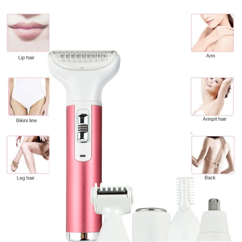 5 In 1 Women Shaver Painless Hair Removal Epilator Shaving Safety Charging Stripper Electric Razor Body Eyebrow Repair | Красота и