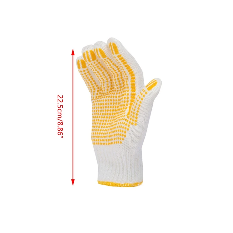 

10 Pairs Single Side PVC Dotted Gloves Cotton Polyester String Knit Anti Slip Safety Work Industrial Protective Mittens
