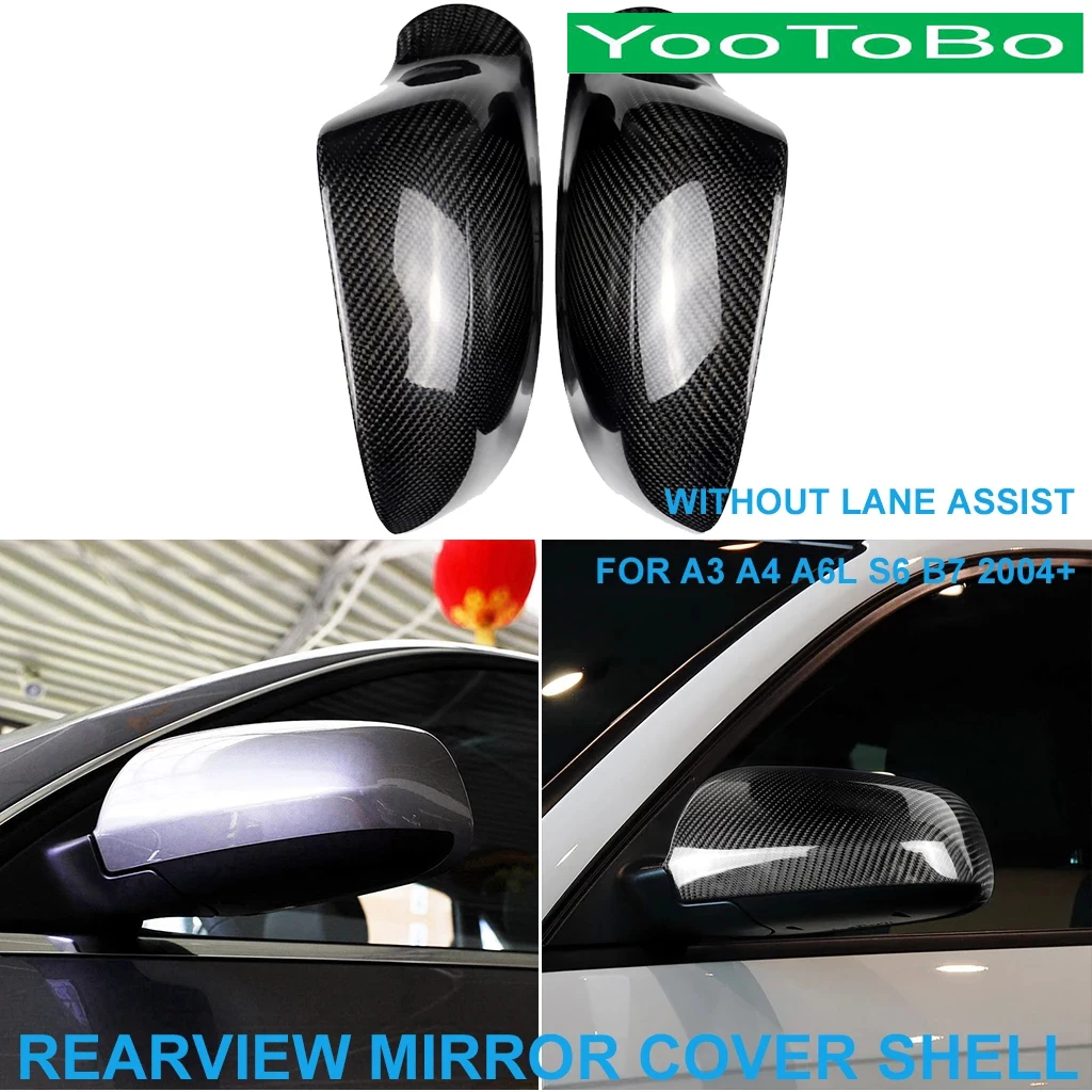 

LHD RHD Car Real Carbon Fiber Rearview Rear Side Mirror Cover Cap Shell Trim No Lane Assist For Audi A3 A4 A6L S6 B7 2004-2008