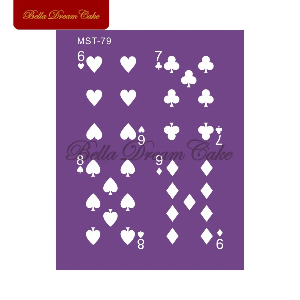 Кружевной трафарет для торта с игральными картами от шести до девяти дизайнов
