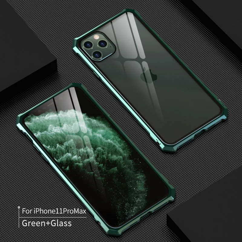 Роскошный металлический корпус для iphone 11 Pro Max, задняя крышка из закаленного стекла для iphone 11 Pro, алюминиевая рамка для iphone 11