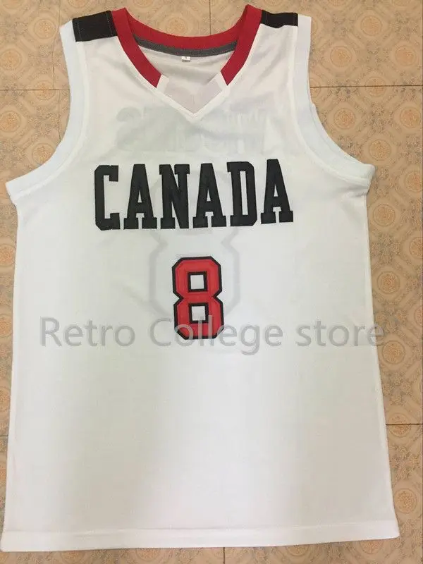 

Men #8 Andrew Wiggins Canada white Red Basketball jersey Retro throwback stitched embroidery Customize any name number