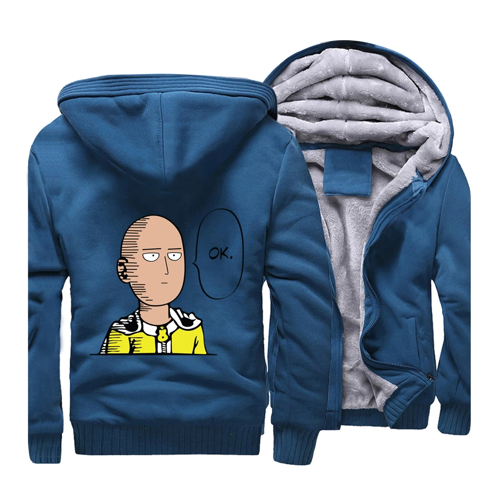 Толстовка мужская флисовая с капюшоном худи японским Аниме ONE PUNCH MAN Hero уличная