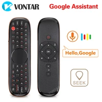 w2 voice remote control 2 4g wireless keyboard air mouse ir learning microphone gyroscope for android tv box h96 max x3 x88 pro