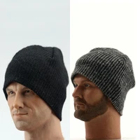 grey and black 16 scale mens doll mini hat male trendy knitted sweater hat for 12 inches action figures tbleague jiaou doll