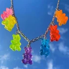 Ожерелье с радужным мармеладным медведем для женщин и девочек, Очаровательное ожерелье ярких цветов в стиле хип-хоп, повседневные украшения, подарки для вечеринок, женская бижутерия