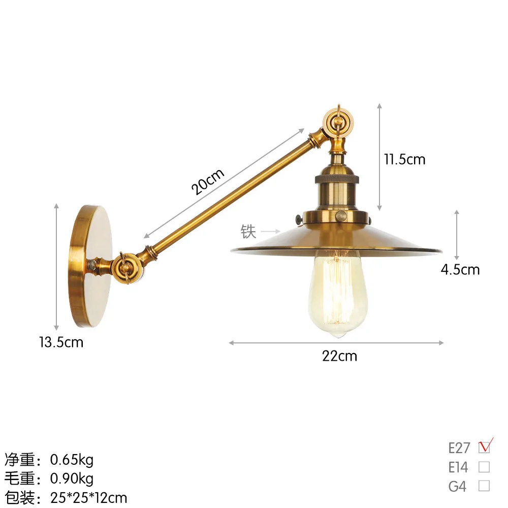 Античная Американский стране руку настенный светильник Промышленный Винтаж