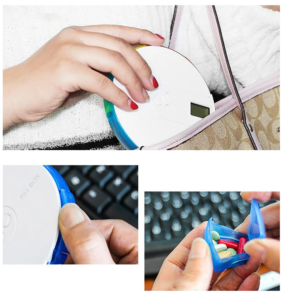 Кухонный таймер английская версия цветной круглый 7 ячеек коробка для таблеток