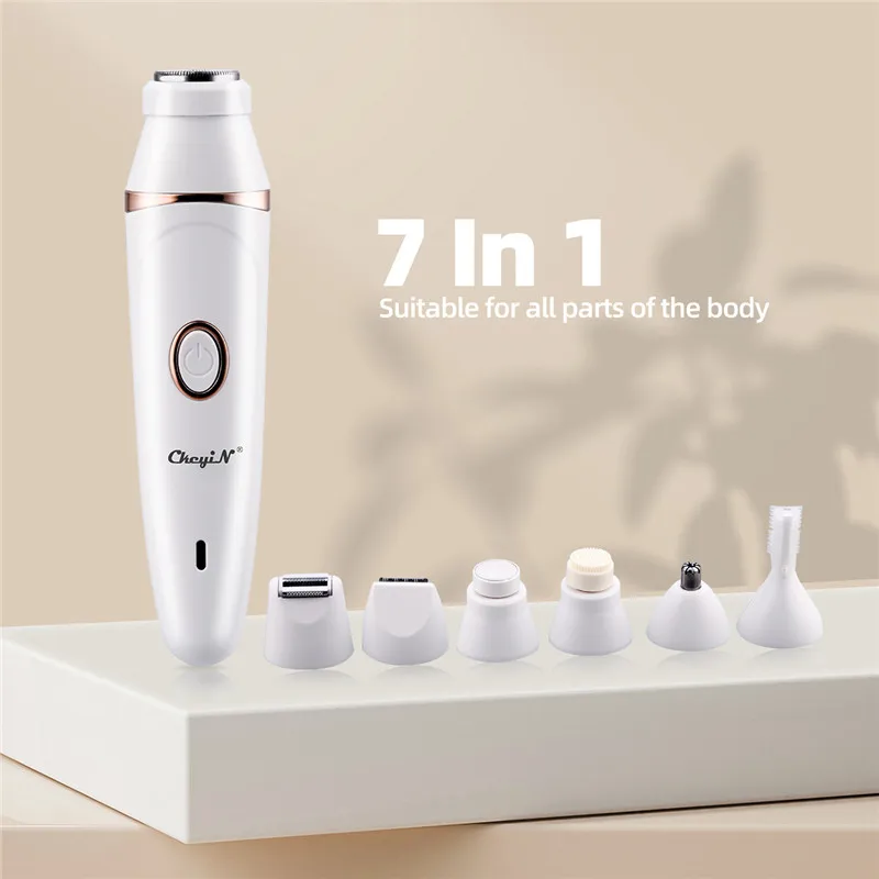 

7 in 1 Rechargeable Eyebrow Trimmer Hair Remover Shaver Feet Dead Skin Remover Facial Masage Brush Underarms Bikini Leg Shaving