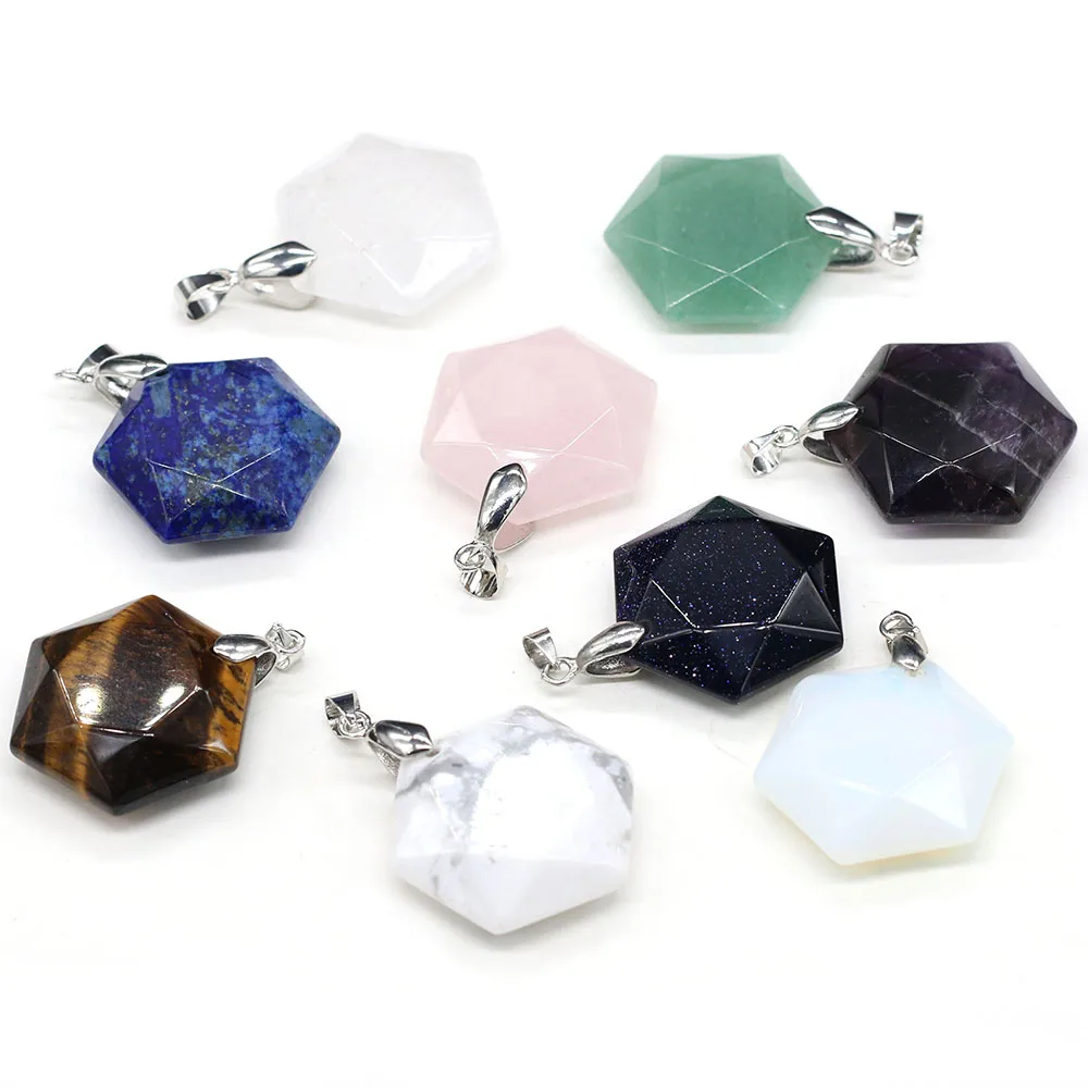 

Polygon Section Semi-precious Pendant Charms For DIY Necklace Handiwork Sewing Craft Jewelry Accessory Making