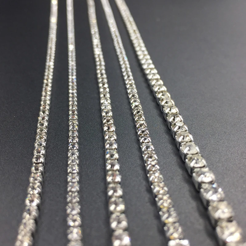 1 метр Белый Кристалл Стразы Серебряная цепочка для DIY ювелирных изделий Ремесла