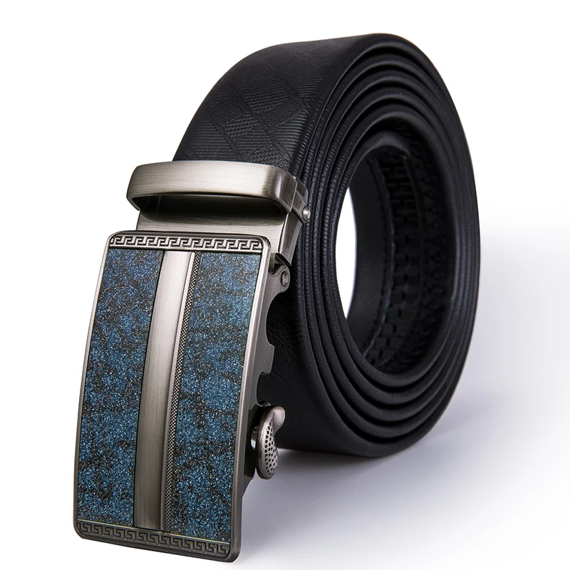 Hi-Tie Роскошный пояс в коробке мужской модный дизайнерский синий ремень