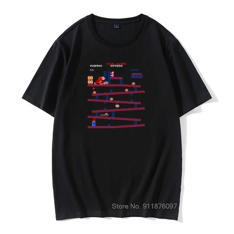 

Game Tops T Shirts Men Arcade Game Collage Vintage Tshirts Crew Neck Camisas Retro T Shirt Funny Tops