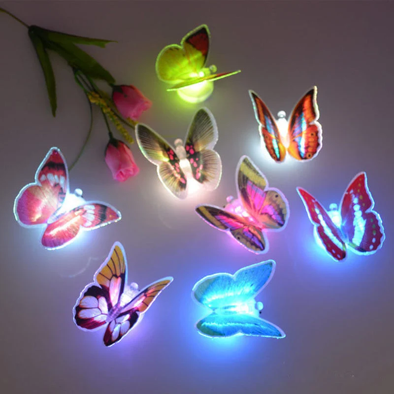 

Creative Colorful Butterfly LED Night Light Beautiful Lamp Home Bedroom Decorative Wall For Wedding Party Room Decoration Random