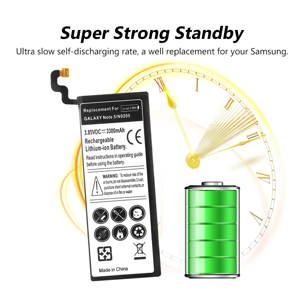 EB BN920ABE литиевой батареи для Samsung GALAXY Note 5 N9200 N920t N920c Note5 SM N9208 Noble 3300mAh|Перезаряжаемые