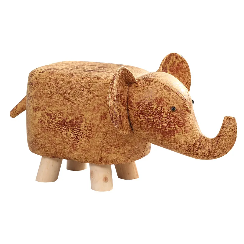 

Solid Wood Cartoon Stool Animal Stoo Ottoman Sofa Door Side Footstool Kids Gaming Bench Living Room Pouf Elephant Dog home decor