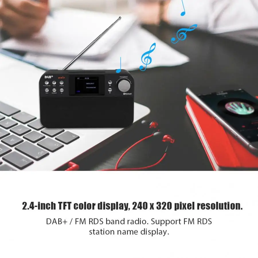 Bluetooth 4.0 DAB+ FM Radio Portable Digital Audio Broadcasting Receiver 87.5-108MHz Global Band Mini with Display | Электроника