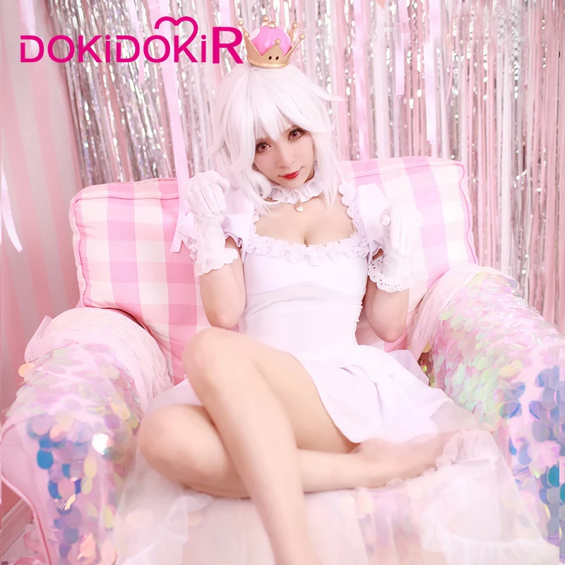 DokiDoki-R игра Супер Марио для косплея Kingboo призрак костюм принцессы женское белое