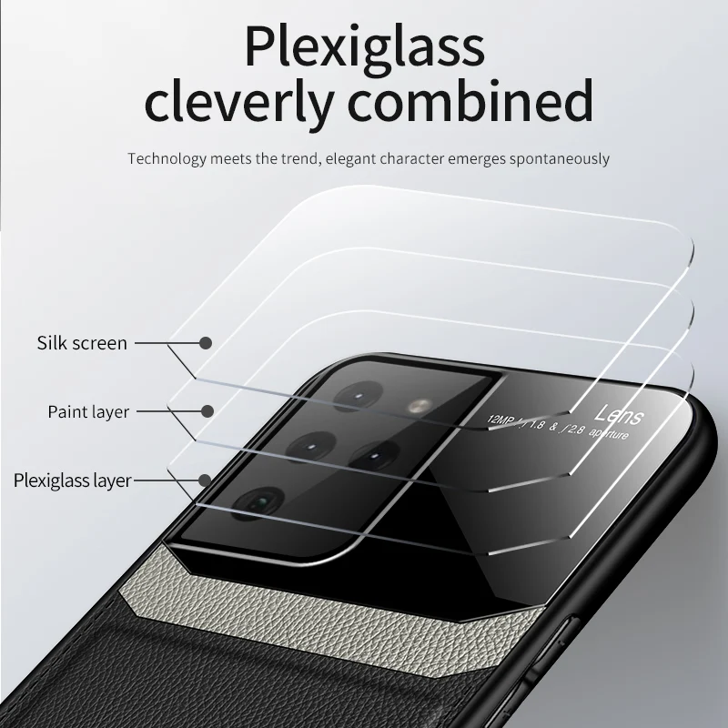 

KEYSION Shockproof Case for Samsung S21 Ultra S21 + S20 Note 20 Leather Mirror Glass Back Cover for Galaxy A42 A12 A52 A72 A02S