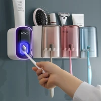 wall mount automatic toothpaste dispenser bathroom accessories set toothpaste squeezer bathroom toothbrush holder punch free