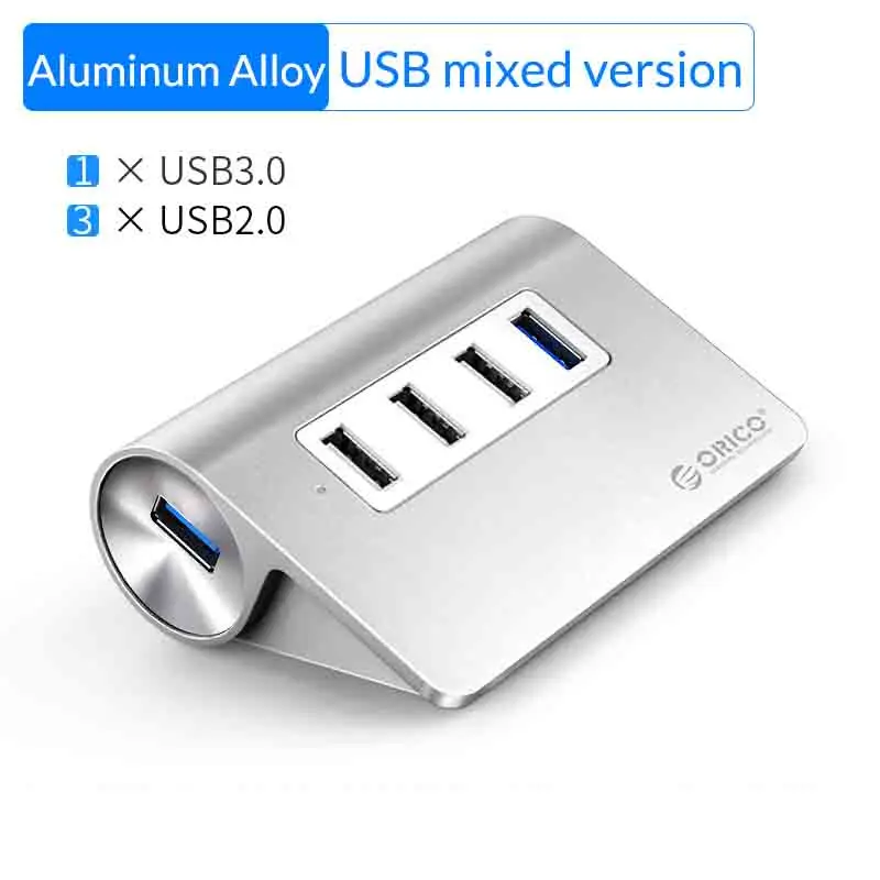 USB mixed version ORICO алюминиевый 4 порта USB 2,0 3,0 концентратор Высокоскоростной мини USB разветвитель Портативный USB адаптер для ноутбуков ПК Компьютерные аксессуары - Цвет: USB mixed version