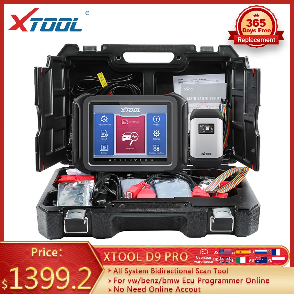 XTOOL D9 Pro OBD2 All System Bidirectional Scan Diagnstic Tools ECU Coding Active Test For VW/BENZ/BMW Online Programmer |