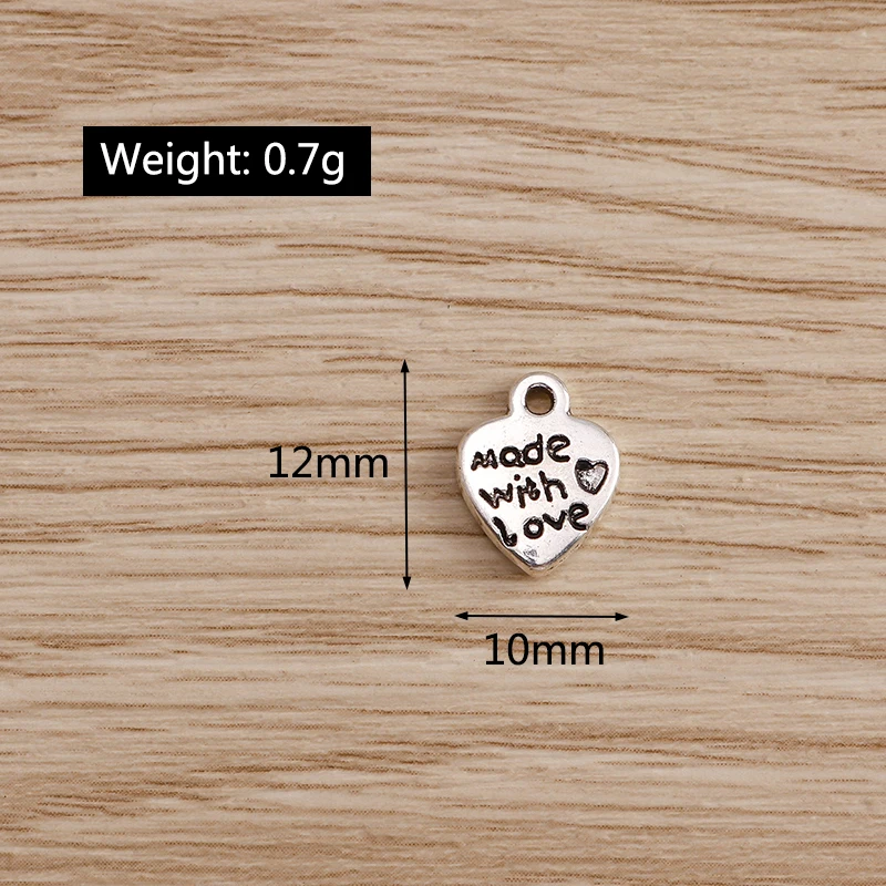 

30pcs 10*12mm Silver Color Heart Charms Jewelry DIY Letter Love Charms Pendants Fit Necklaces Earrings Handmade Findings Making