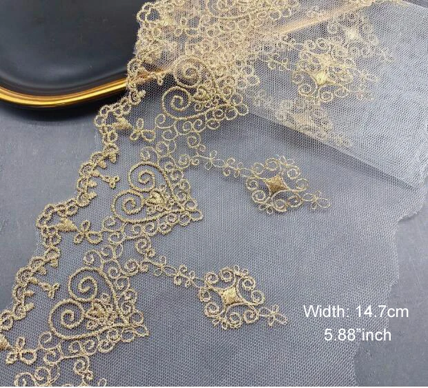 

1yard Width:14.7cm Exquisite Water-soluble Gold Lace Lolita Skirt Handmade Clothing Accessories (ss-2094)