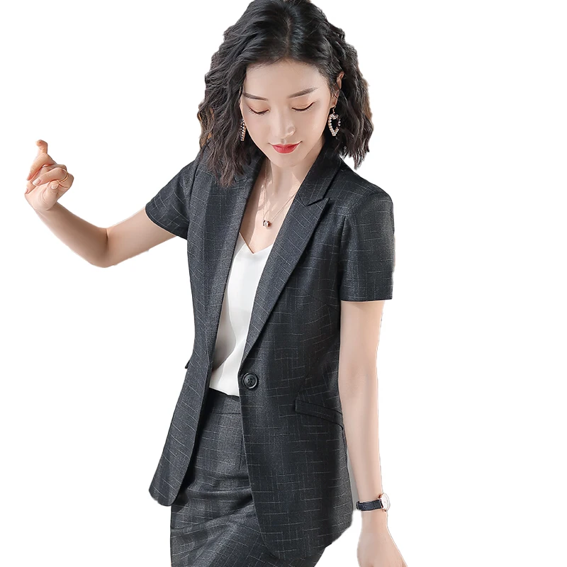 Женский элегантный деловой офисный костюм летний с юбкой для женщин блейзер и