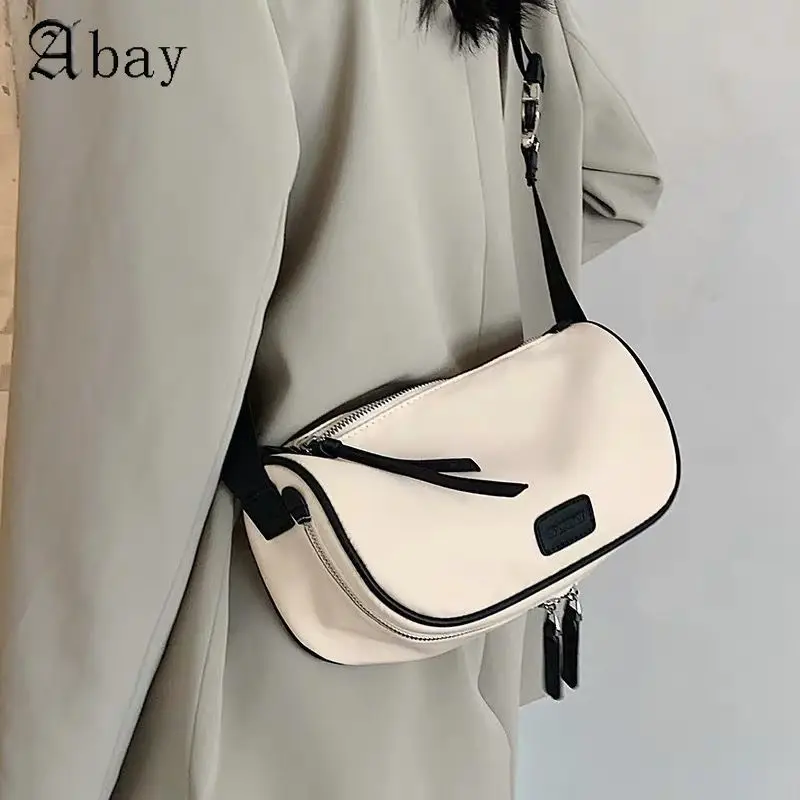 

Fashion Solid Nylon Crossbody Bag Unisex Hobos Black White Purses and Handbags Cute Crossbody Bag Forever Young