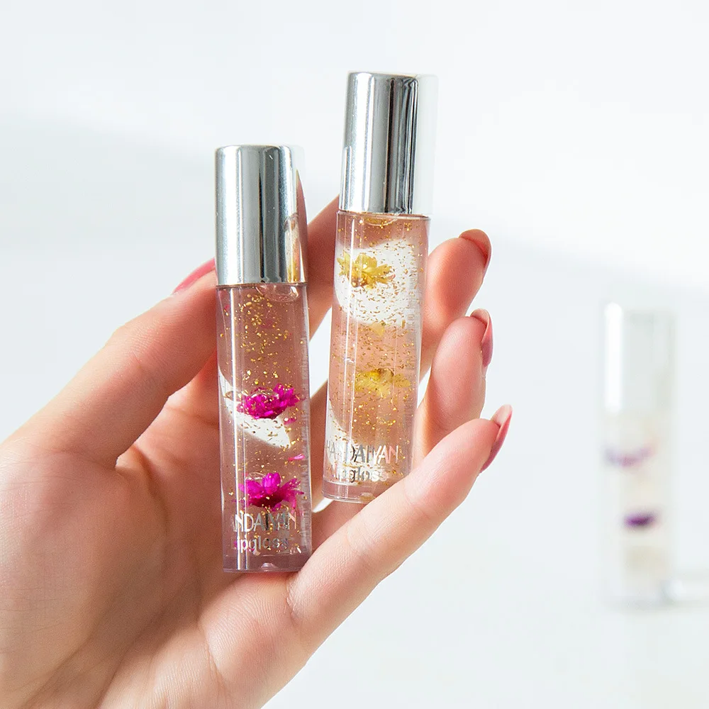 5 цветов с цветочным узором блеск для губ Золотой Фольга функцией изменения цвета