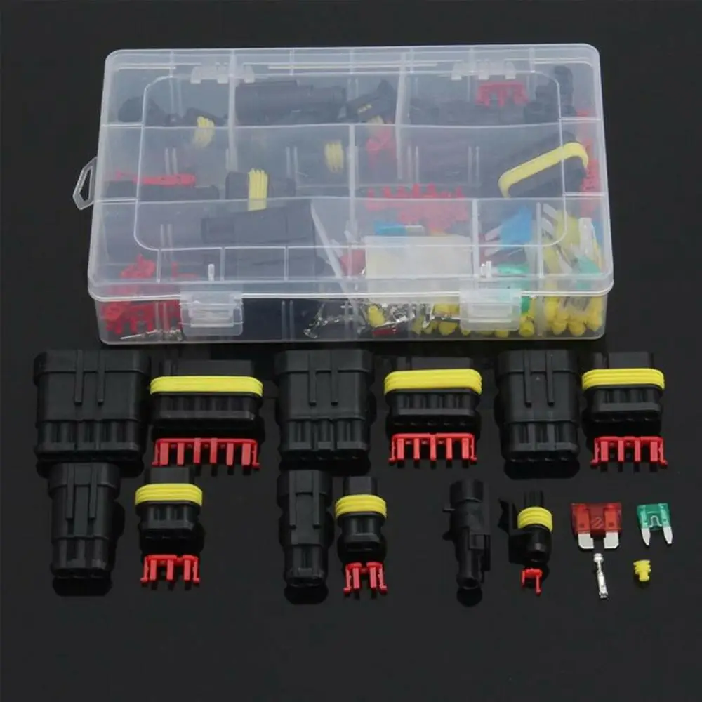 

240Pcs 1-6 Pin Car Electrical Wire Connector Plug Terminal+Mini Blade Fuses Kit